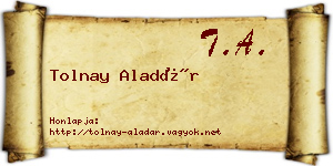 Tolnay Aladár névjegykártya